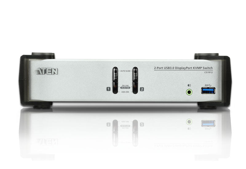 Aten Desktop KVMP Switch 2 Port Single Display DisplayPort w/ audio, Cables Included, 2x USB Port, Selection Via Front Panel - Image 3