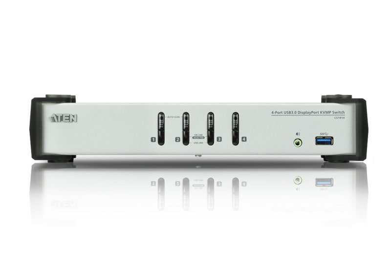 Aten Desktop KVMP Switch 4 Port Single Display DisplayPort w/ audio, Cables Included, 2x USB Port, Selection Via Front Panel - Image 3