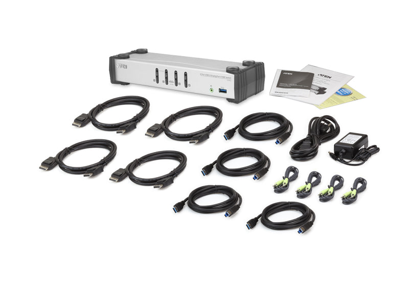 Aten Desktop KVMP Switch 4 Port Single Display DisplayPort w/ audio, Cables Included, 2x USB Port, Selection Via Front Panel - Image 4