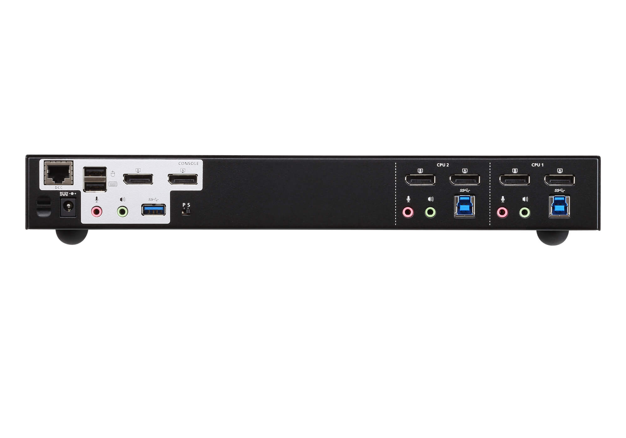 Aten Desktop KVMP Switch 2 Port Dual Display 4k DisplayPort w/ audio, Cables Included, 2x USB Port, Selection Via Front Panel - Image 2