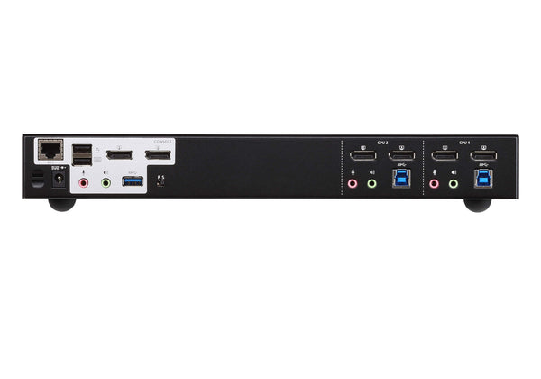 Aten Desktop KVMP Switch 2 Port Dual Display 4k DisplayPort w/ audio, Cables Included, 2x USB Port, Selection Via Front Panel