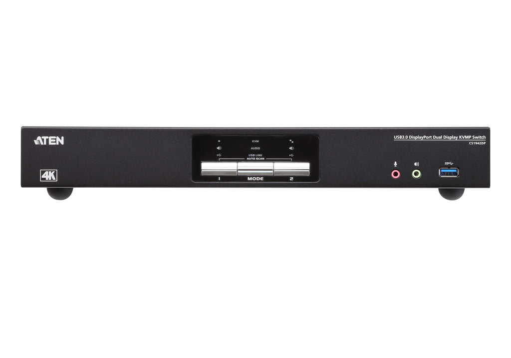 Aten Desktop KVMP Switch 2 Port Dual Display 4k DisplayPort w/ audio, Cables Included, 2x USB Port, Selection Via Front Panel - Image 3
