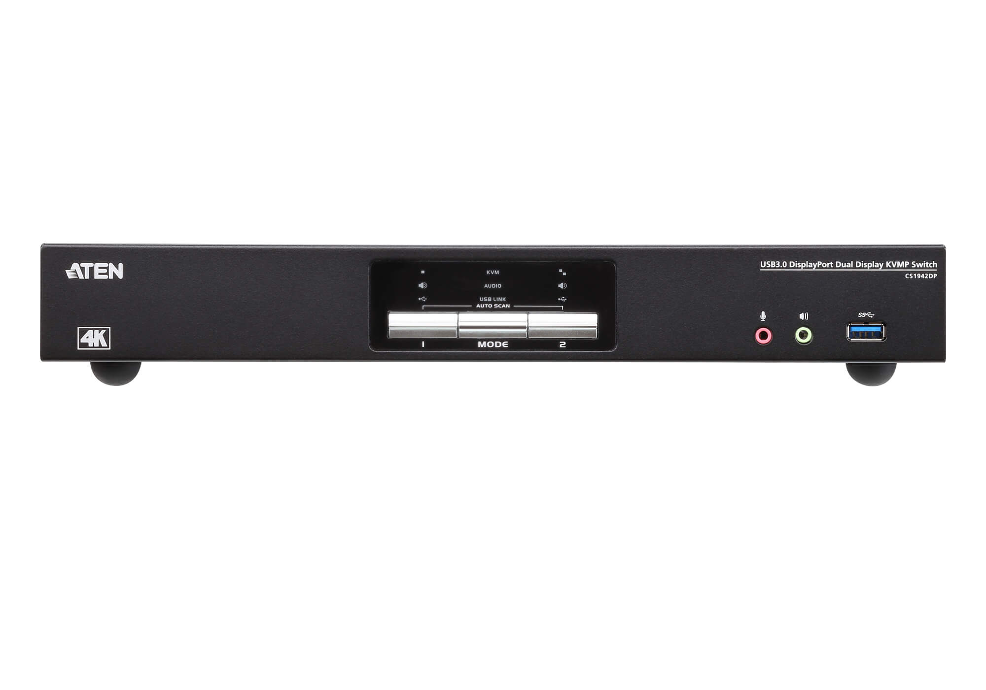 Aten Desktop KVMP Switch 2 Port Dual Display 4k DisplayPort w/ audio, Cables Included, 2x USB Port, Selection Via Front Panel - Image 3