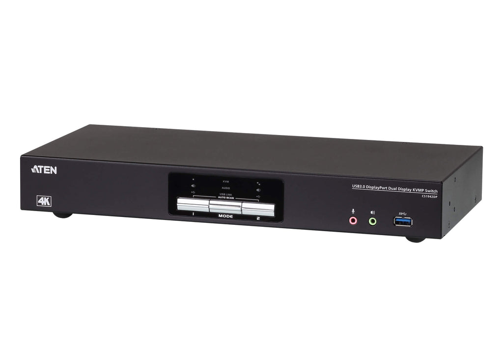 Aten Desktop KVMP Switch 2 Port Dual Display 4k DisplayPort w/ audio, Cables Included, 2x USB Port, Selection Via Front Panel - Image 5