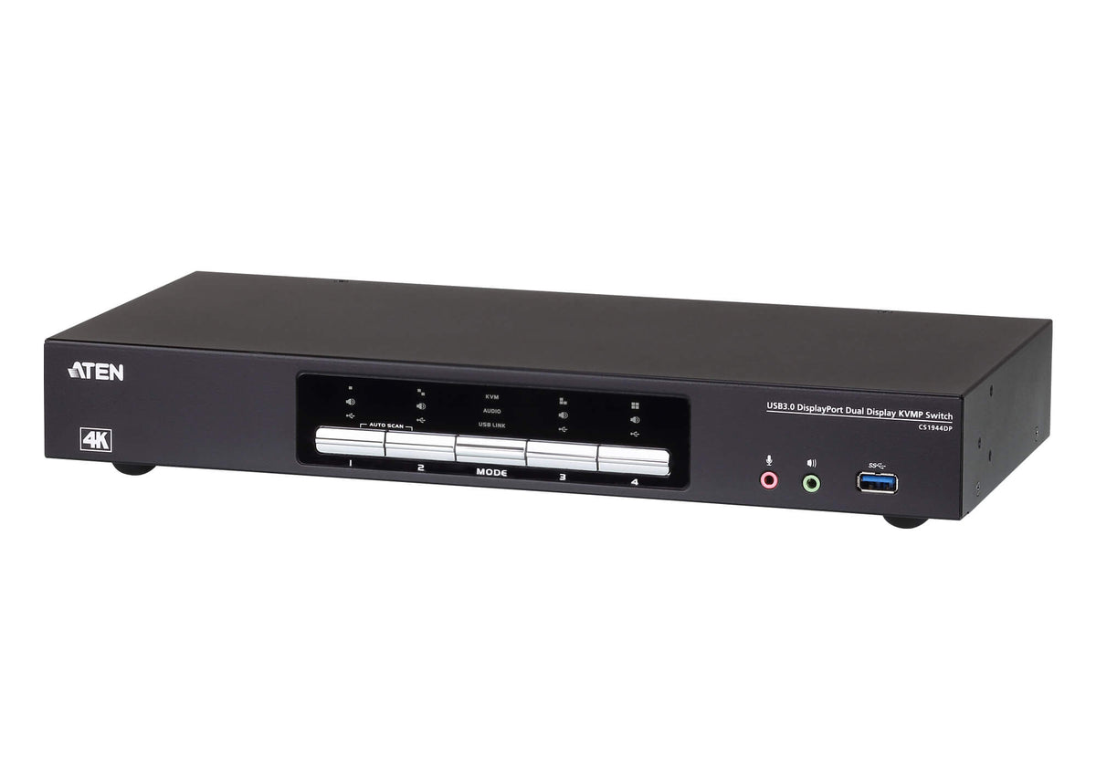 Aten Desktop KVMP Switch 4 Port Dual Display 4k DisplayPort w/ audio, Cables Included, 2x USB Port, Selection Via Front Panel - Image 5