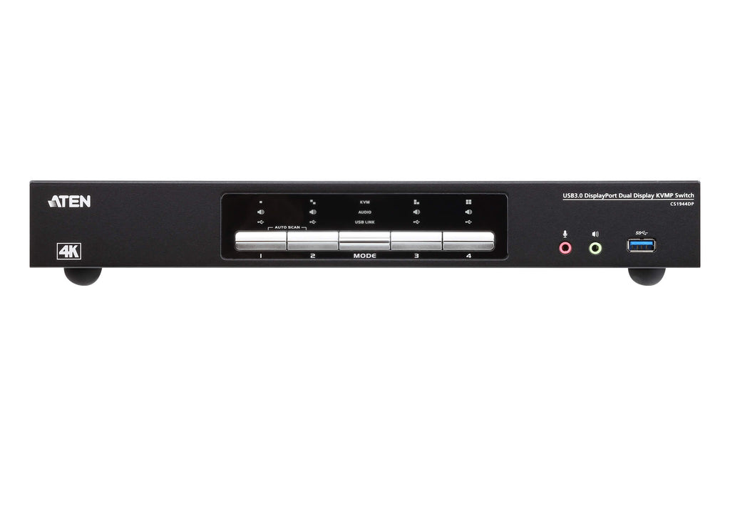 Aten Desktop KVMP Switch 4 Port Dual Display 4k DisplayPort w/ audio, Cables Included, 2x USB Port, Selection Via Front Panel - Image 3