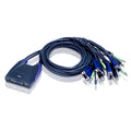 Aten Compact KVM Switch 4 Port Single Display VGA w/ audio, 0.9m Cable, Computer Selection Via Hotkey, - Image 1