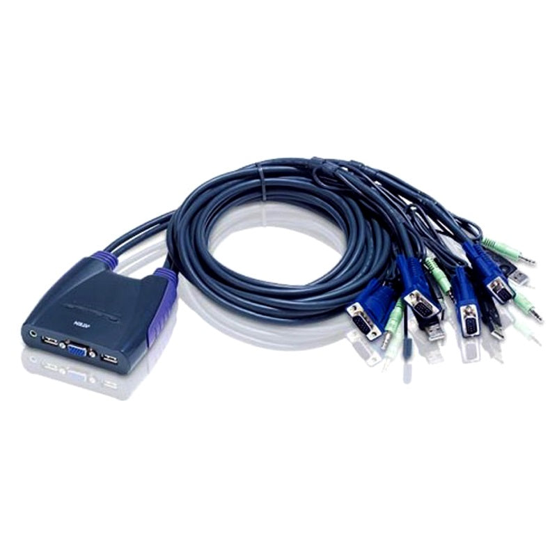 Aten Compact KVM Switch 4 Port Single Display VGA w/ audio, 0.9m Cable, Computer Selection Via Hotkey, - Image 3
