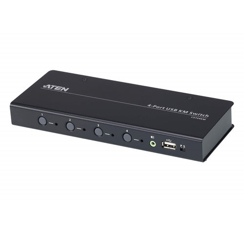 Aten KM Switch 4 Port USB Boundless Switching w/ Audio, Cables Included, Daisy Chain Up to 2 (8 Computers Total) - Image 1