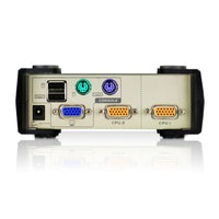 Aten Desktop KVM Switch 2 Port Single Display VGA, Both USB & PS/2 Options, Custom Cables Included, Selection Via Front Panel, - Image 2
