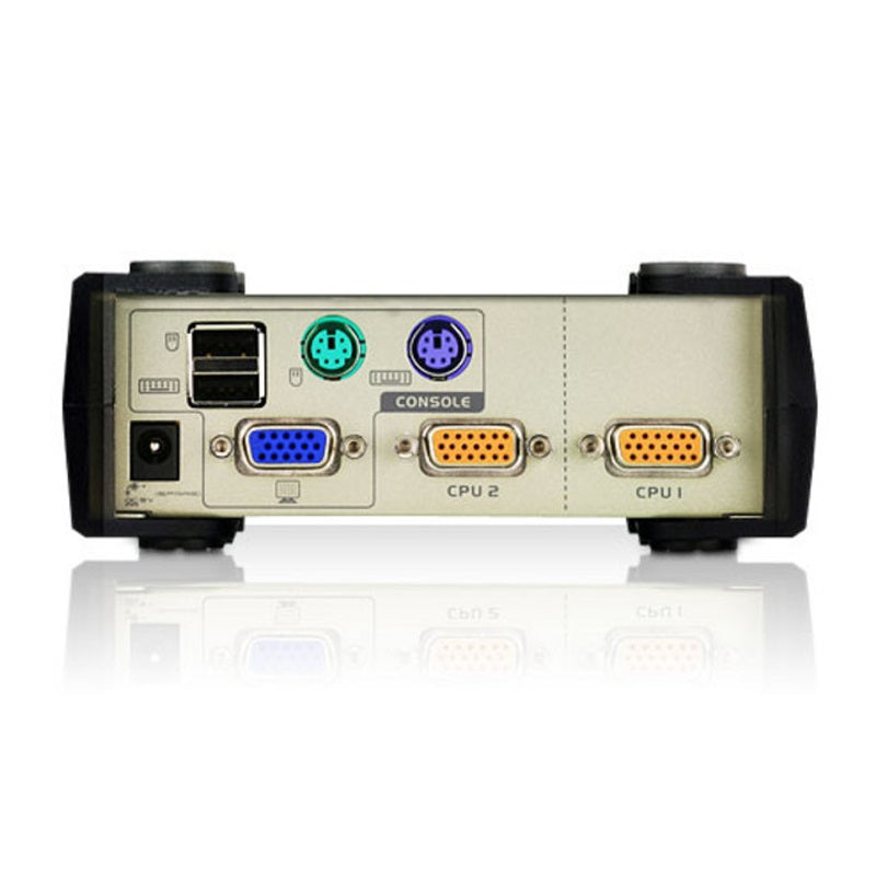 Aten Desktop KVM Switch 2 Port Single Display VGA, Both USB & PS/2 Options, Custom Cables Included, Selection Via Front Panel, - Image 2