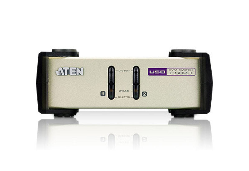Aten Desktop KVM Switch 2 Port Single Display VGA, Both USB & PS/2 Options, Custom Cables Included, Selection Via Front Panel, - Image 3