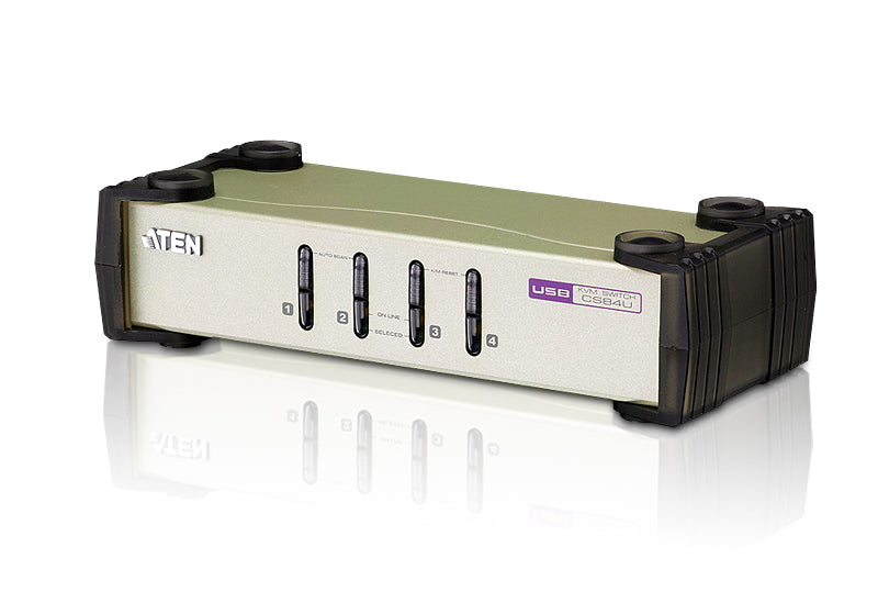 Aten Desktop KVM Switch 4 Port Single Display VGA, 4x Custom KVM Cables Included, Selection Via Front Panel, Auto Scan Mode, - Image 4
