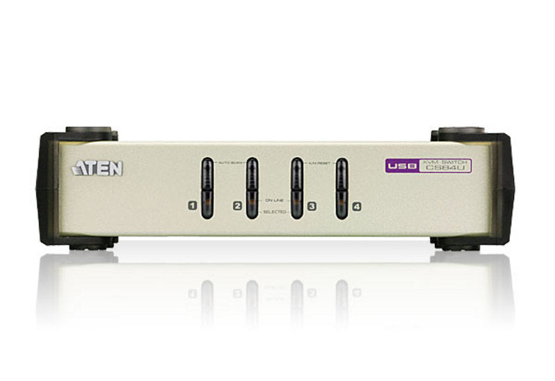 Aten Desktop KVM Switch 4 Port Single Display VGA, 4x Custom KVM Cables Included, Selection Via Front Panel, Auto Scan Mode, - Image 3