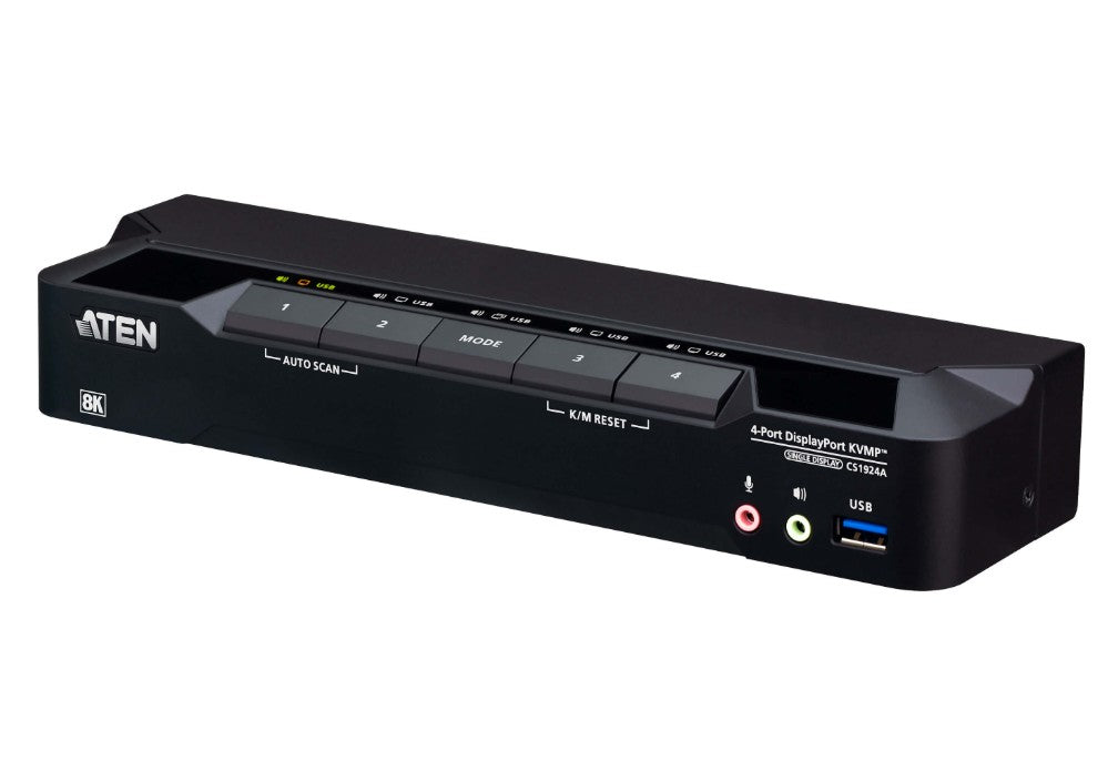 Aten Desktop 4-Port USB 3.0 8K DisplayPort KVMP™ Switch (Cables included) - Image 1