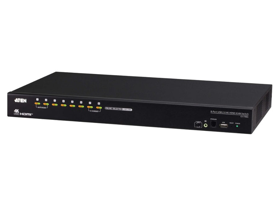 ATEN 8-Port USB2.0 4K HDMI KVM Switch, Supports up to 4K DCI (4096 x 2160 @ 60Hz) and built-in 2-port USB 2.0 hub
