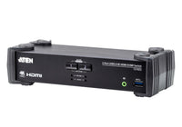 Aten Desktop KVMP Switch 2 Port Single Display 4k HDMI w/ audio mixer mode, Cables Included, Selection Via Front Panel - Image 1