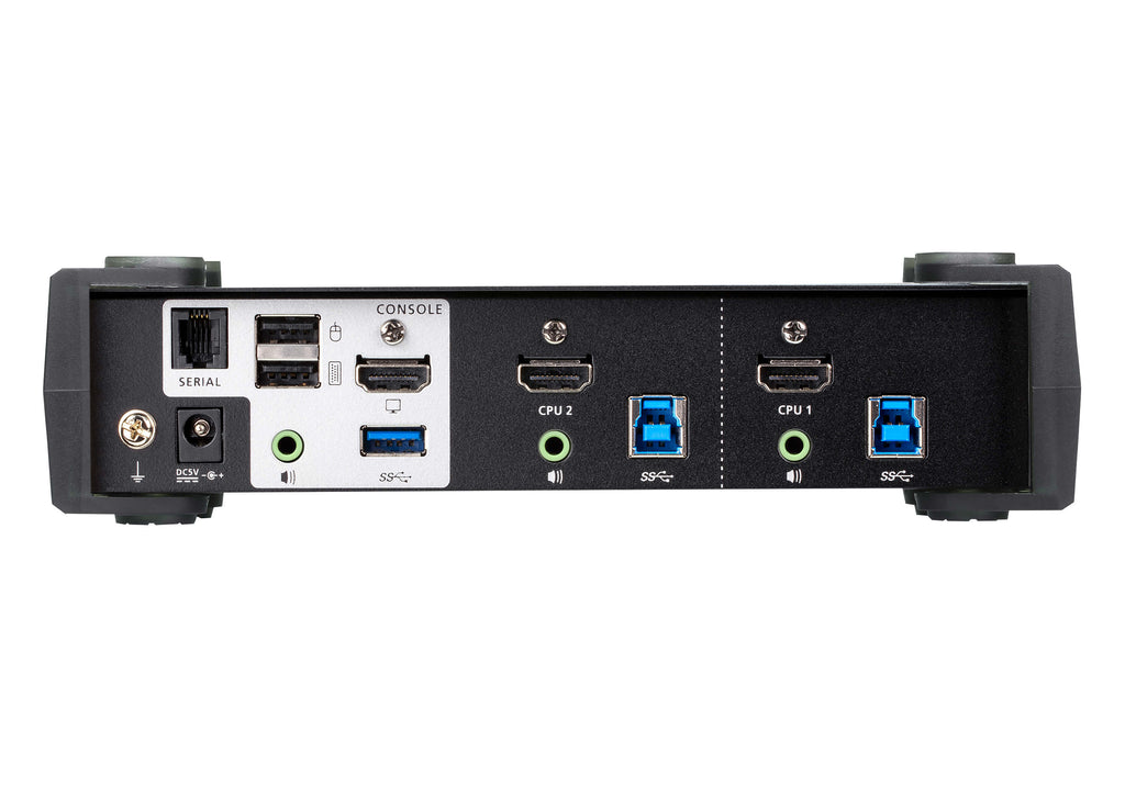 Aten Desktop KVMP Switch 2 Port Single Display 4k HDMI w/ audio mixer mode, Cables Included, Selection Via Front Panel - Image 2