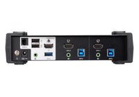 Aten Desktop KVMP Switch 2 Port Single Display 4k HDMI w/ audio mixer mode, Cables Included, Selection Via Front Panel - Image 2