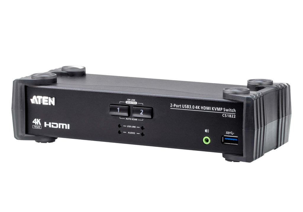 Aten Desktop KVMP Switch 2 Port Single Display 4k HDMI w/ audio mixer mode, Cables Included, Selection Via Front Panel - Image 4