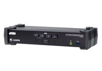 Aten Desktop KVMP Switch 4 Port Single Display 4k HDMI w/ audio mixer mode, Cables Included, Selection Via Front Panel - Image 1