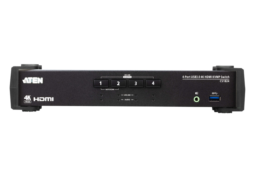 Aten Desktop KVMP Switch 4 Port Single Display 4k HDMI w/ audio mixer mode, Cables Included, Selection Via Front Panel - Image 3