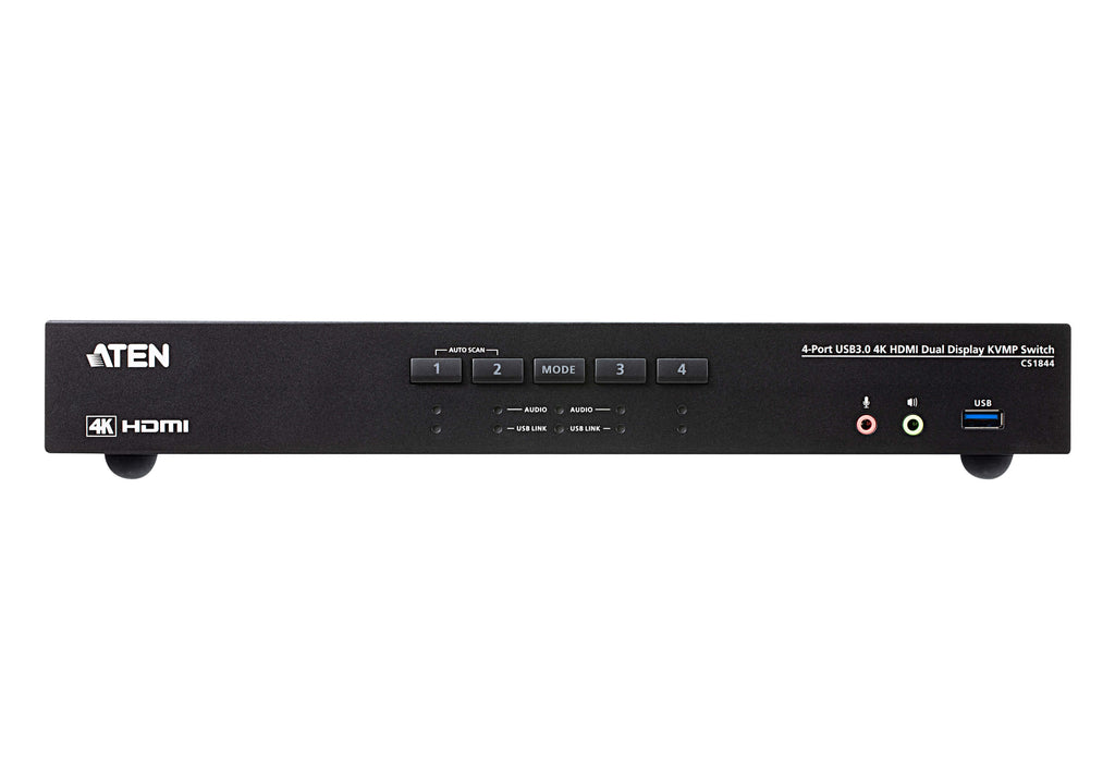 Aten Desktop KVMP Switch 4 Port Dual Display 4k HDMI w/ audio, Cables Included, 2x USB Port, Selection Via Front Panel - Image 3