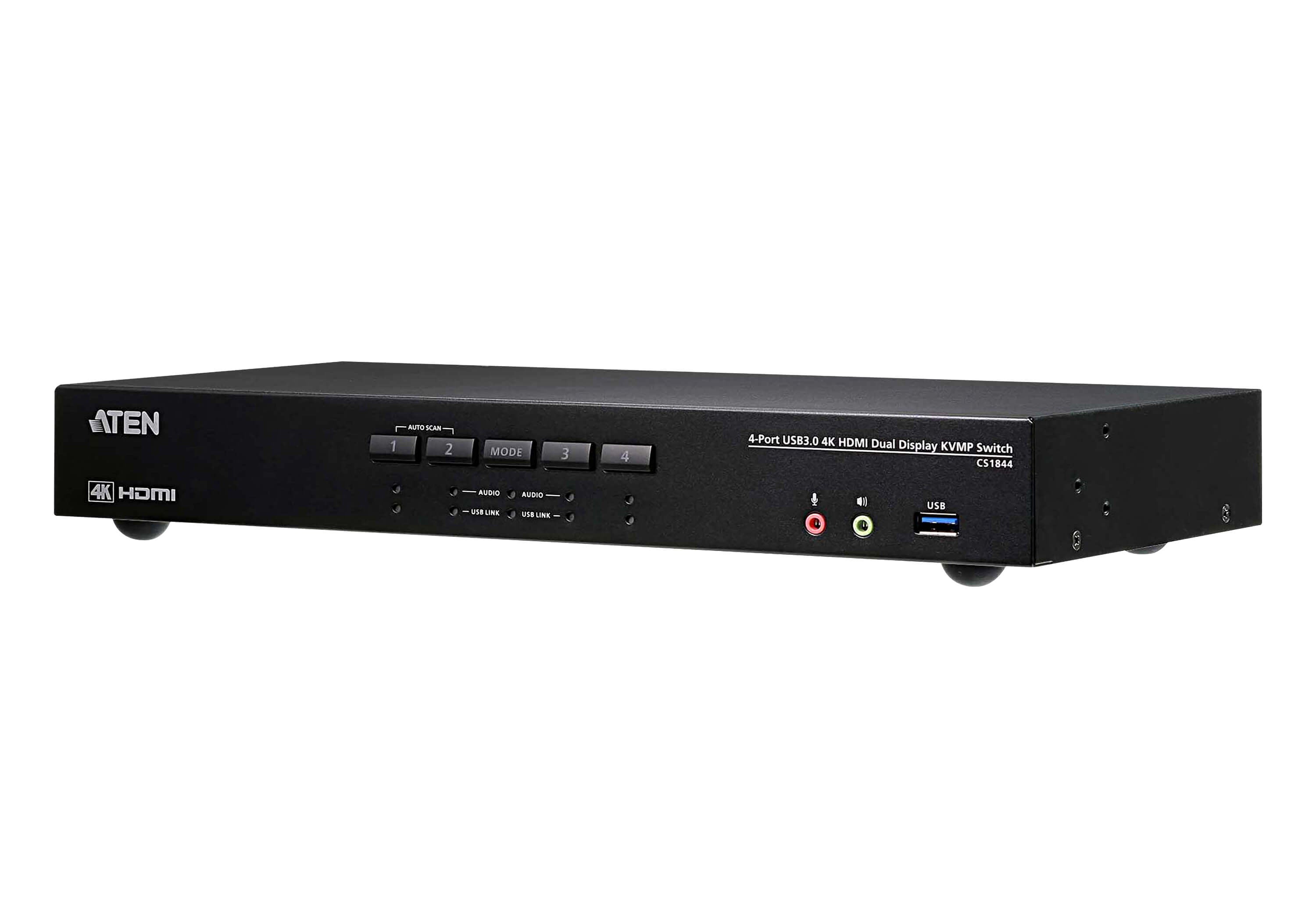 Aten Desktop KVMP Switch 4 Port Dual Display 4k HDMI w/ audio, Cables Included, 2x USB Port, Selection Via Front Panel - Image 1