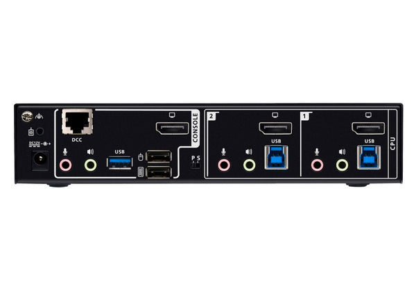 Aten 2-Port USB 3.0 8K DisplayPort KVMP™ Switch, Up to 7680 × 4320 @ 60 Hz, 5120 × 2880 @ 60 Hz, Supports daisy-chaining and displa (Cables included)