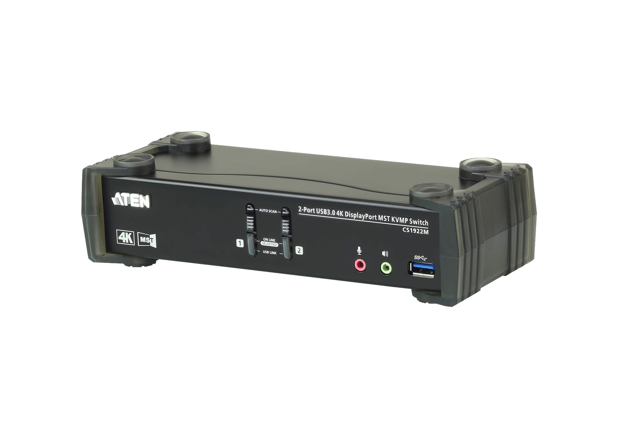 Aten Desktop KVMP Switch 2 Port Single to Dual Display 4k DisplayPort MST w/ audio, Cables Included, 2x USB Port, Selection Via Front Panel - Image 5