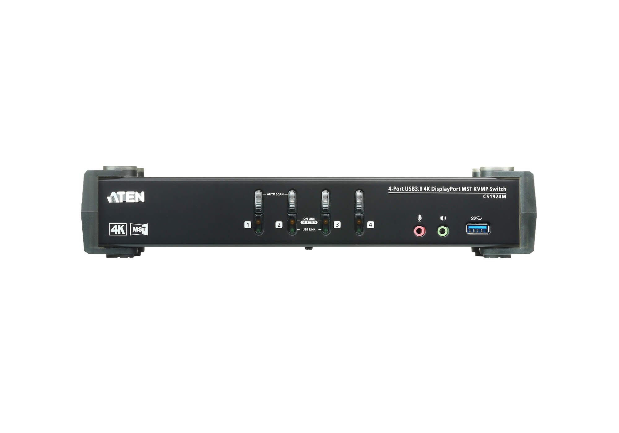 Aten Desktop KVMP Switch 4 Port Single to Dual Display 4k DisplayPort MST w/ audio, Cables Included, 2x USB Port, Selection Via Front Panel - Image 3