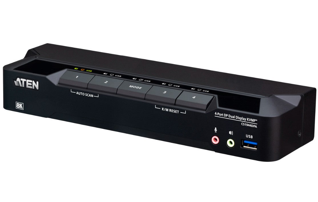 Aten Desktop 4-Port USB 3.0 8K DisplayPort Dual-Display KVMP™ Switch, Up to 7680 × 4320 @ 60 Hz, 5120 × 2880 @ 60 Hz (Cables included) - Image 5