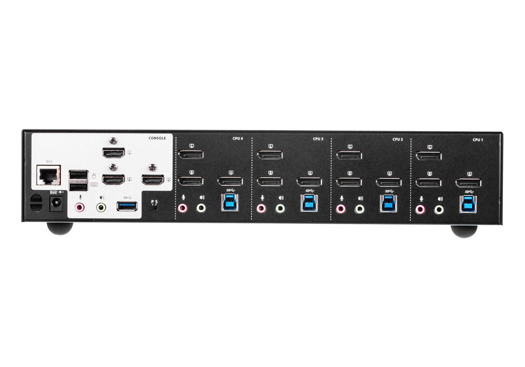 Aten Desktop KVMP Switch 4 Port Triple Display 4k DisplayPort w/ audio, Cables Included, 2x USB Port, Selection Via Front Panel - Image 2