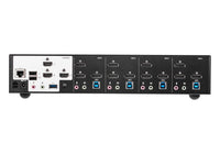 Aten Desktop KVMP Switch 4 Port Triple Display 4k DisplayPort w/ audio, Cables Included, 2x USB Port, Selection Via Front Panel - Image 2