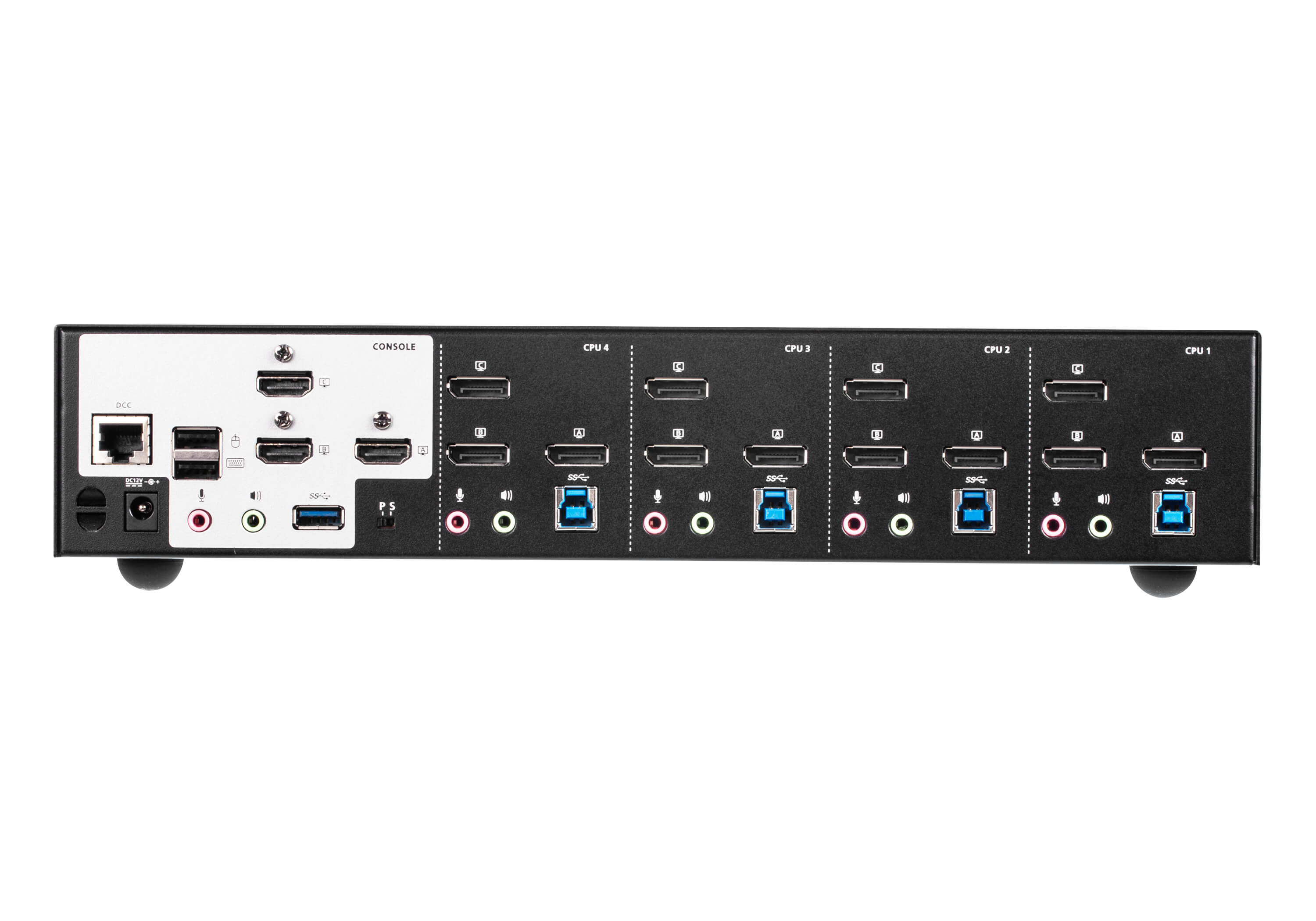 Aten Desktop KVMP Switch 4 Port Triple Display 4k DisplayPort w/ audio, Cables Included, 2x USB Port, Selection Via Front Panel - Image 2