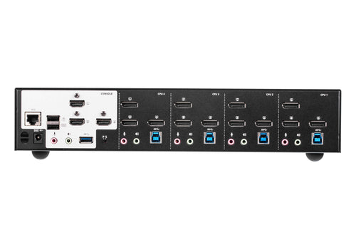 Aten Desktop KVMP Switch 4 Port Triple Display 4k DisplayPort w/ audio, Cables Included, 2x USB Port, Selection Via Front Panel - Image 2