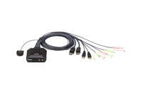 Aten Compact KVM Switch 2 Port Single Display Display Port w/ Audio, Remote Port Selector, USB Hot-Plugging - Image 1
