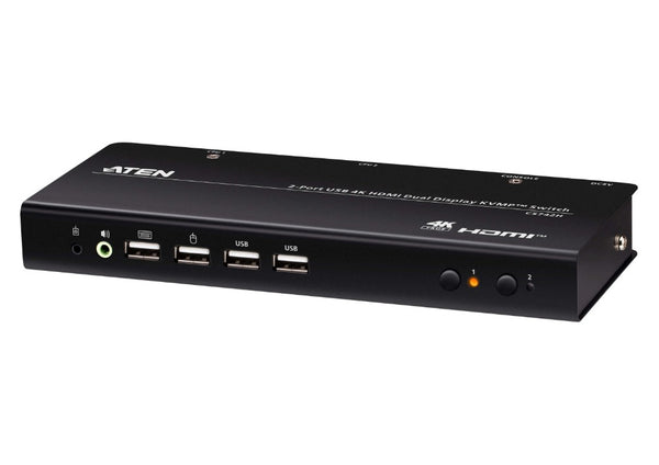 Aten Desktop 2-Port USB 4K HDMI Dual-Display KVMP™ Switch, up to 4096 x 2160 @ 60 Hz, Video DynaSync™, (Cables included)