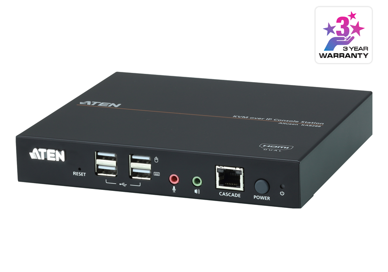 Aten Dual HDMI USB KVM Console station for selected Aten KNxxxx KVM over IP series, supports full HD with small form factor design for 0U rack space - Image 1