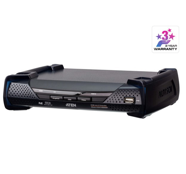 Aten DVI Dual Link KVM over IP Receiver with DC Power + Power over Ethernet support, supports up to 2560 x 1600 @ 60 Hz, USB and 3.5mm Audio input and - Image 1