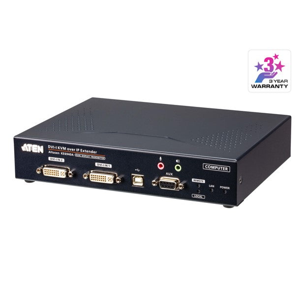 Aten DVI Dual Display KVM over IP Transmitter With SFP Fibre Optic network Connection - Image 1