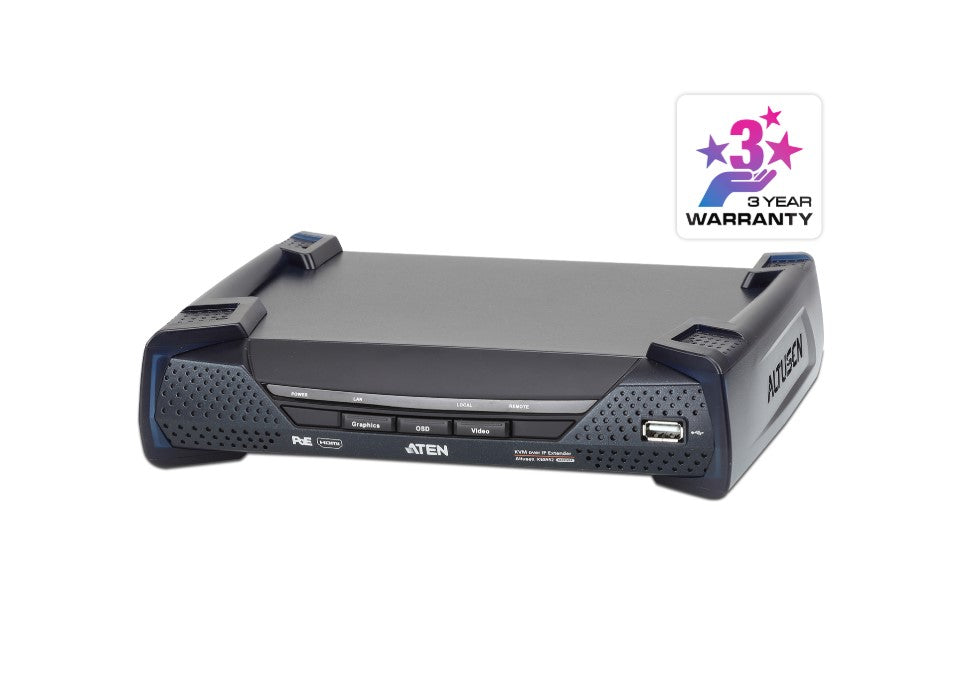 Aten 4K HDMI Single Display KVM over IP Receiver with Power over Ethernet, power adapter not included - Image 1