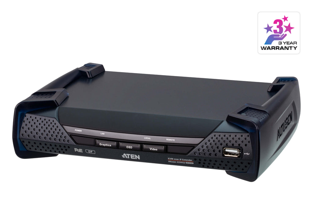Aten 4K DP Single Display KVM over IP Receiver with Power over Ethernet, power adapter not included - Image 1