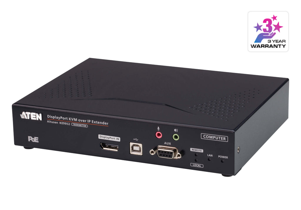 Aten 4K DP Single Display KVM over IP Transmitter with Power over Ethernet, power adapter not included - Image 1