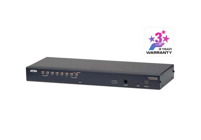 Aten Rackmount KVM Switch 1 Console 8 Port Multi-Interface Cat 5, KVM Cables NOT Included, Daisy Chainable for up to 256 Devices, - Image 1
