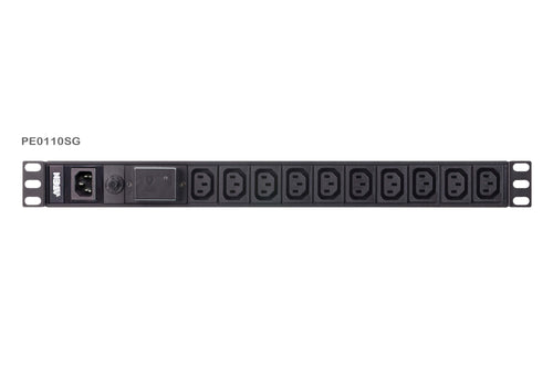 Aten 10 Port 1U Basic PDU with Surge Protection, supports 10A with 10 IEC C13 outputs - Image 1
