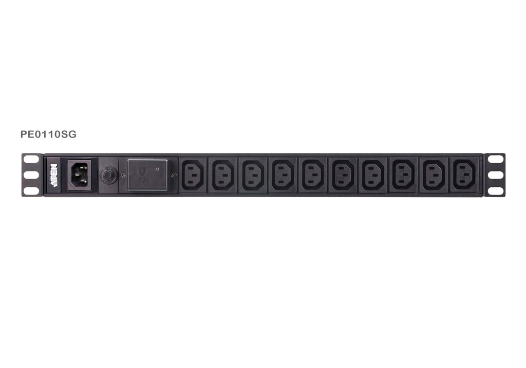 Aten 10 Port 1U Basic PDU with Surge Protection, supports 10A with 10 IEC C13 outputs - Image 1