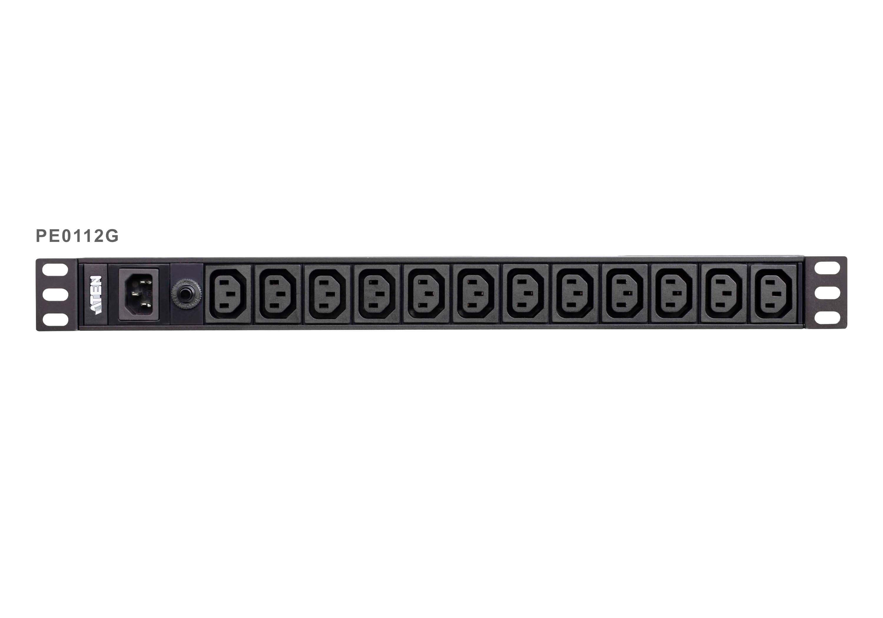 Aten 12-Port 10A Power Distribution Unit - Basic PDU, 1U Rackmount Design 12x C13 AC Outputs, Overload protection (PE0112G) - Image 2