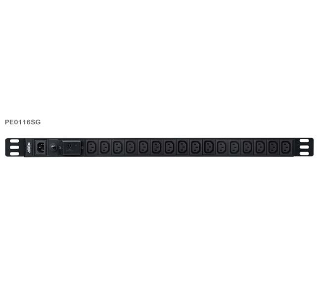 Aten 0U Basic PDU with Surge Protection, 16x IEC Sockets, 10A Max, 100-240VAC, 50-60HZ, Overcurrent protection, Aluminum material - Image 2