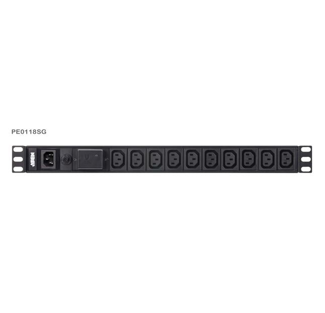 Aten 1U Basic PDU 10x Outlets with Surge Protection,18 x IEC C13, 10A Max, 100-240VAC, 50-60 Hz,  Overcurrent protection, Aluminum material - Image 3